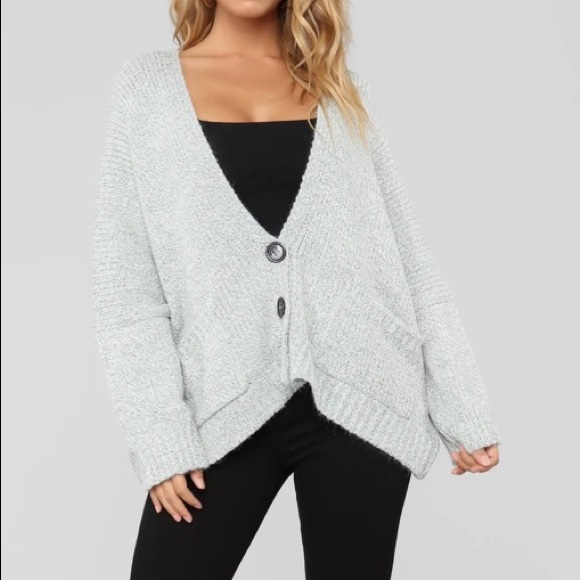 Fashion Nova Sweaters - Chunky Grey Cardigan 1XL
